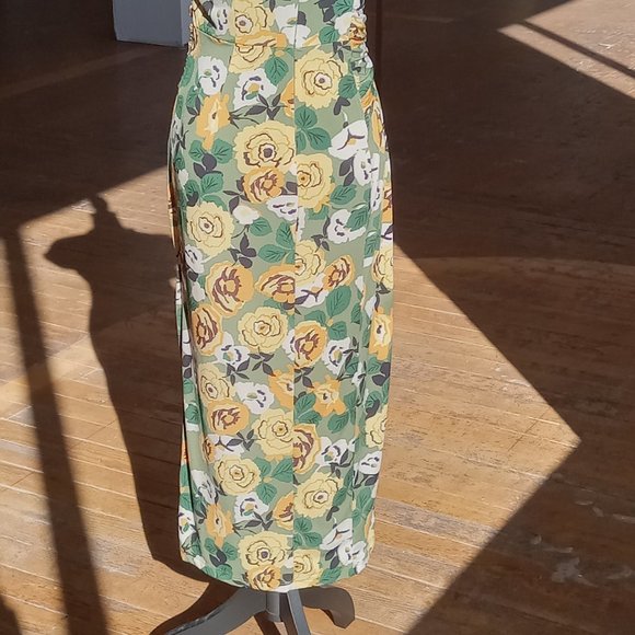 Donna Morgan yellow and green gathered wrap waist maxi dress - Picture 5 of 12